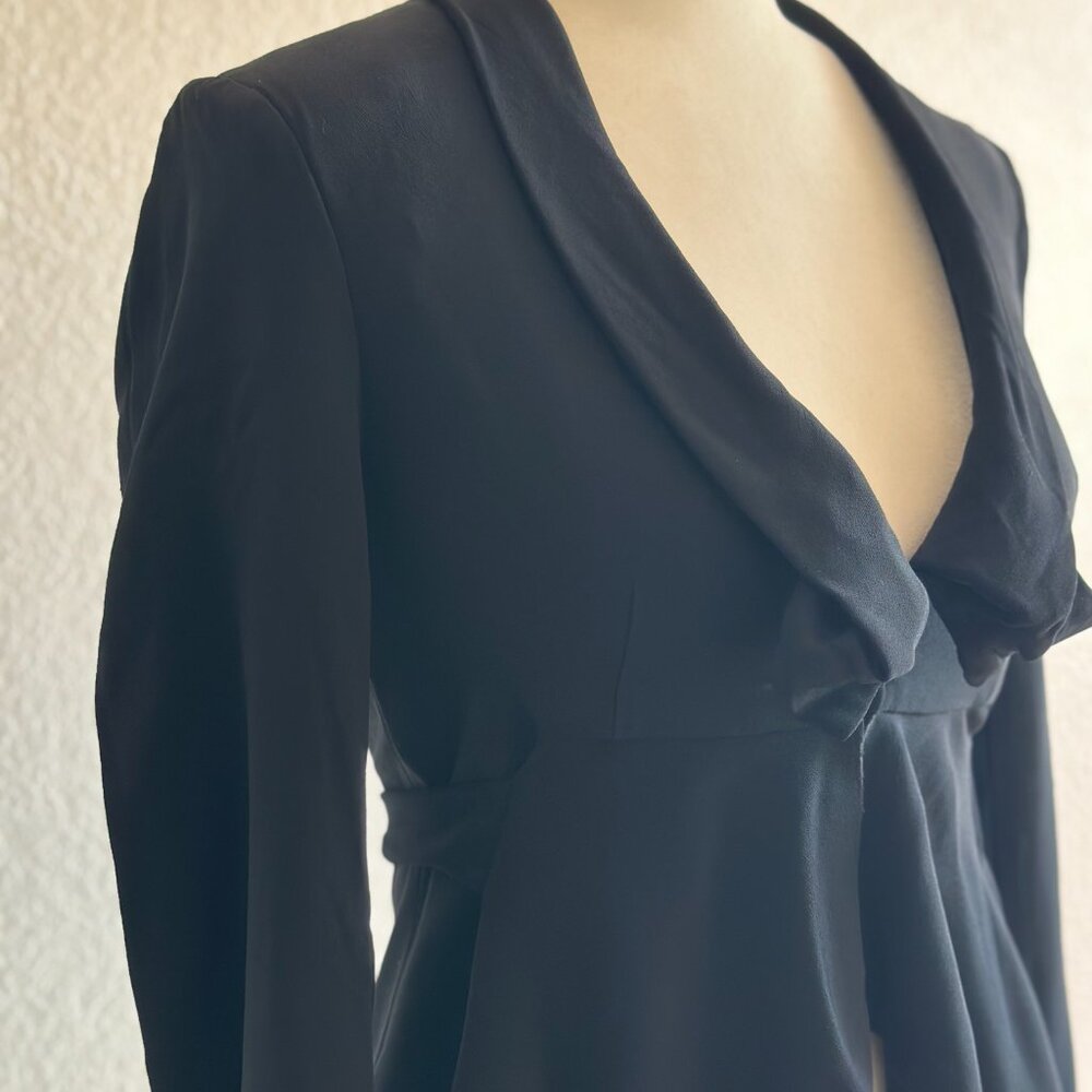 Paola Frani Black Draped Peplum Blouse – Made in Italy – Size 6 (IT 38) - Picture 3 of 10